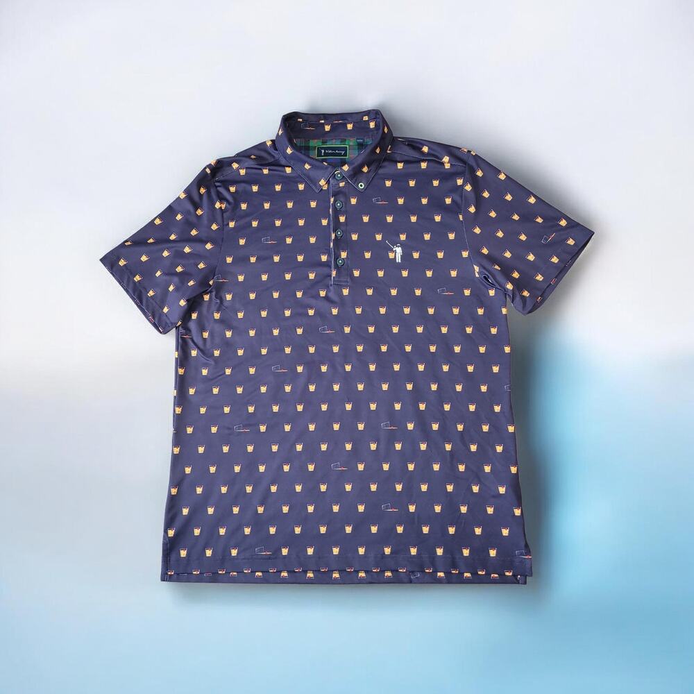 William Murray Last Call Polo M Cocktail Print Golfcore Resort Novelty Casual
